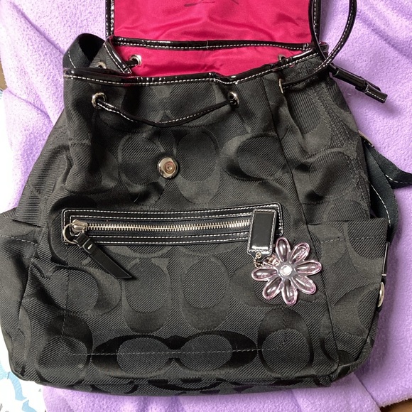 Coach Kyra Daisy Signature Backpack in Black - Picture 10 of 15